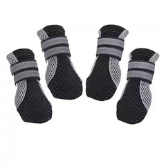 PETZ R US Dog Boots for Small Dogs, Anti Skid Paw Protector for Hot Summer for Maltese, Yorkie, Shih Tzu, Pet Shoes with Reflective Straps, Non-Slip SoleSoft & Lightweight Dog Footwear-Small-Black