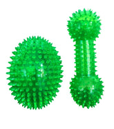 PETZ R US Pet Squeaky Oval Ball & Dumbble Chew Toy for Dogs Ð Interactive, Durable, Non-Toxic Toy for Teething, Chewing, and Dental Health-Multicolor