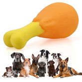 PETZ R US Dog Teething Chew Toy Ð Squeaky Simulated Chicken Leg Dog Chew Toy for Aggressive Chewers, Oral Health Interactive Play Toys Ð Set of 2, Perfect for Chewing, Teething, and Exercise-Brown