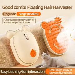 PETZ R US Massage Steaming Stay Float Brush for Pets Ð Heated Grooming Brush for Dogs & Cats, Relieves Stress, Enhances Coat Health, and Provides Relaxing Massage