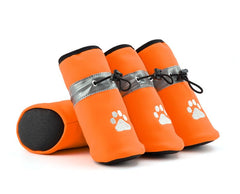 PETZ PALS Medium Size Dog Boots Waterproof Paw Protector Hot Pavement, Anti-Slip Dog Shoes, Reflective Straps for Corgi, Beagle, French Bulldog