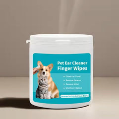 PETZ R US Pet Grooming Ear Wipes for Cats & Dogs - Vet Formulated Finger Wipes with Rosemary & Witch Hazel, Cleans Ears, Reduces Wax, Dirt, Deodorizes Antibacterial, Alcohol Free- 50 Pcs