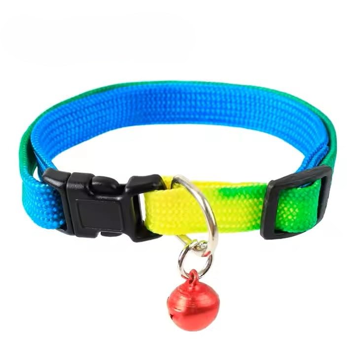 PETZ R US R US Nylon PET Collar with Bells | Pet Collar for Cats Small Puppies n Small Dogs Comfort, Style, and A Jingle of Fun - Mixed Colors - (Set of 3)