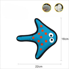 PETZ R US Pet Squeaky Star Chew Toy Fish for Dogs & Cats Ð Soft, Durable, Fun Chew Toy for Teething, Playtime, and Dental Care-Blue
