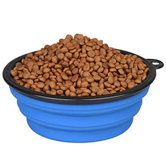 PETZ R US Large Silicone 650 ML Bowl for Pets Ð Durable, Non-Toxic, Collapsible Food and Water Bowl for Dogs & Cats, Perfect for Travel and Outdoor Use-Blue
