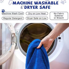 PETZ R US Large Pet Towels | Ultra Soft & Microfiber | Quick Drying | Machine Washable | Paw Print Pockets, Large Plush | Colour - Green -Teal