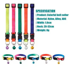 PETZ R US R US Nylon PET Collar with Bells | Pet Collar for Cats Small Puppies n Small Dogs Comfort, Style, and A Jingle of Fun - Mixed Colors - (Set of 3)