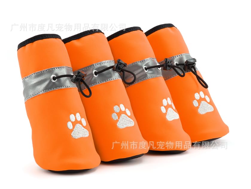 PETZ PALS Medium Size Dog Boots Waterproof Paw Protector Hot Pavement, Anti-Slip Dog Shoes, Reflective Straps for Corgi, Beagle, French Bulldog