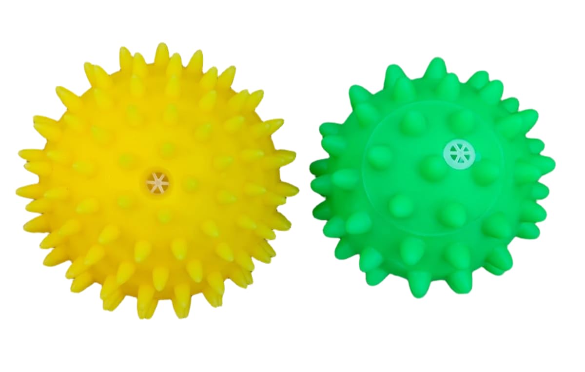 PETZ R US Dog Squeaky Toy Ð Chew Thorn Ball for Dogs, Fun & Exercise Play Toy Ð Set of 2 (Small & Large), Promotes Healthy Chewing and Entertainment