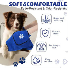 PETZ R US Large Pet Towels | Ultra Soft & Microfiber | Quick Drying | Machine Washable | Paw Print Pockets, Large Plush | Colour - Green -Teal