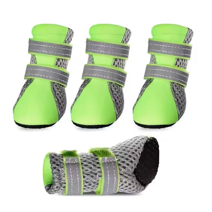 PETZ R US Dog Boots for Small Dogs | Anti Skid Paw Protector for Hot Summer for Maltese, Yorkie, Shih Tzu | Pet Shoes with Reflective Straps, Non-Slip Sole | Soft & Lightweight Dog Footwear