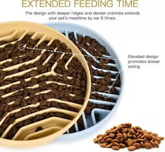 PETZ R US Slow Eating Silicone Food Plate for Dogs Ð Anti-Gulping, Non-Slip Feeding Plate for Healthy Digestion, Durable, and Easy to Clean-Yellow