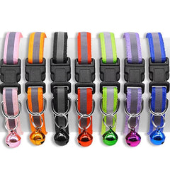 PETZ R US Reflective Nylon Pet Collar with Bells | Pet Collar for Cats Small Puppies n Small Dogs | Safety, Style, and Sound Collar for Your Pet - Mixed Colors (Set of 3)
