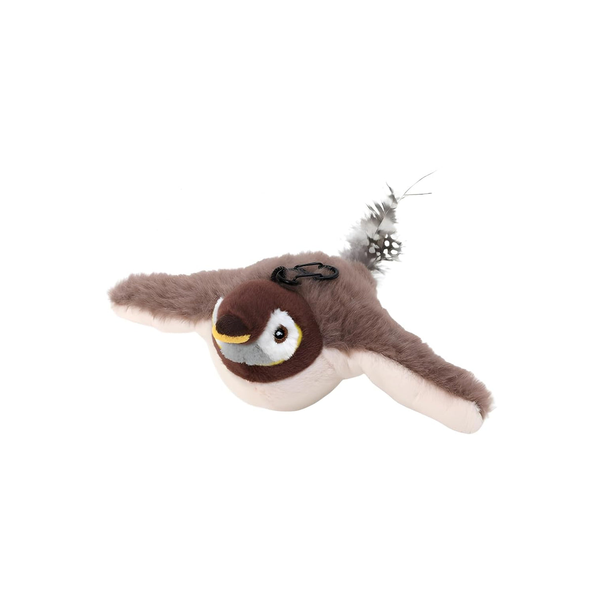 PETZ R US Flapping Wings Chirping Bird Toy for Cats, Puppies, Kittens | Rechargeable, Touch Activated Motion Sensor On/Off, Elastic Cord Hanging Dancing Sparrow Bird Toy (No Flying)