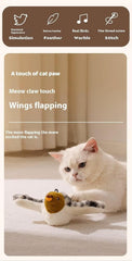 PETZ R US Flapping Wings Chirping Bird Toy for Cats, Puppies, Kittens | Rechargeable, Touch Activated Motion Sensor On/Off, Elastic Cord Hanging Dancing Sparrow Bird Toy (No Flying)