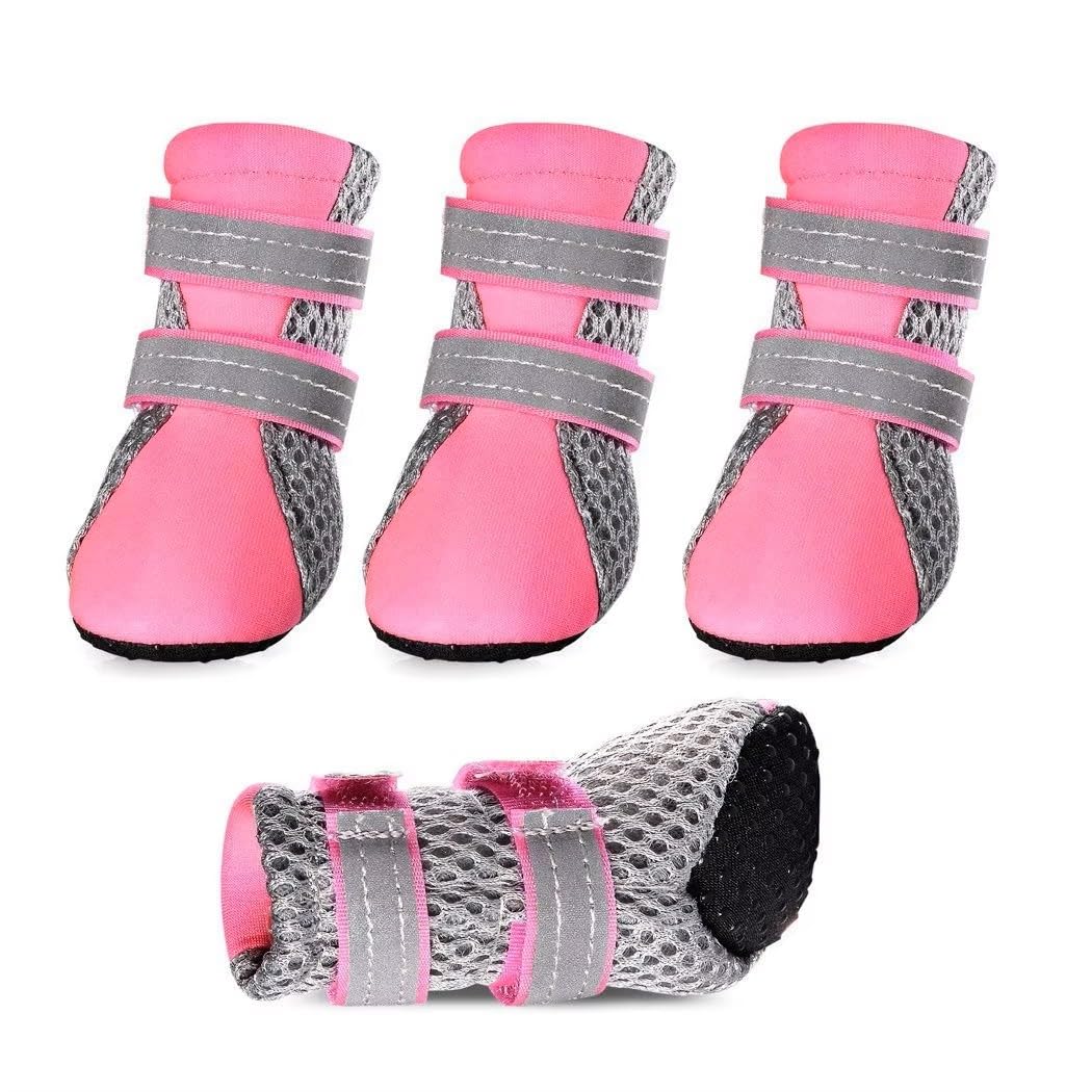 PETZ R US Dog Boots for Small Dogs | Anti Skid Paw Protector for Hot Summer for Maltese, Yorkie, Shih Tzu | Pet Shoes with Reflective Straps, Non-Slip Sole | Soft & Lightweight Dog Footwear