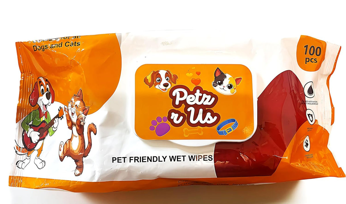 PETZ R US Anti-Bacterial Fresh Apple Scent Wet Wipes For Dogs & Puppies & Cats | 100 Pcs - Pack of 1 | Suitable for All Types of Pets Dry Bathing, Daily Care, Paw Cleaning